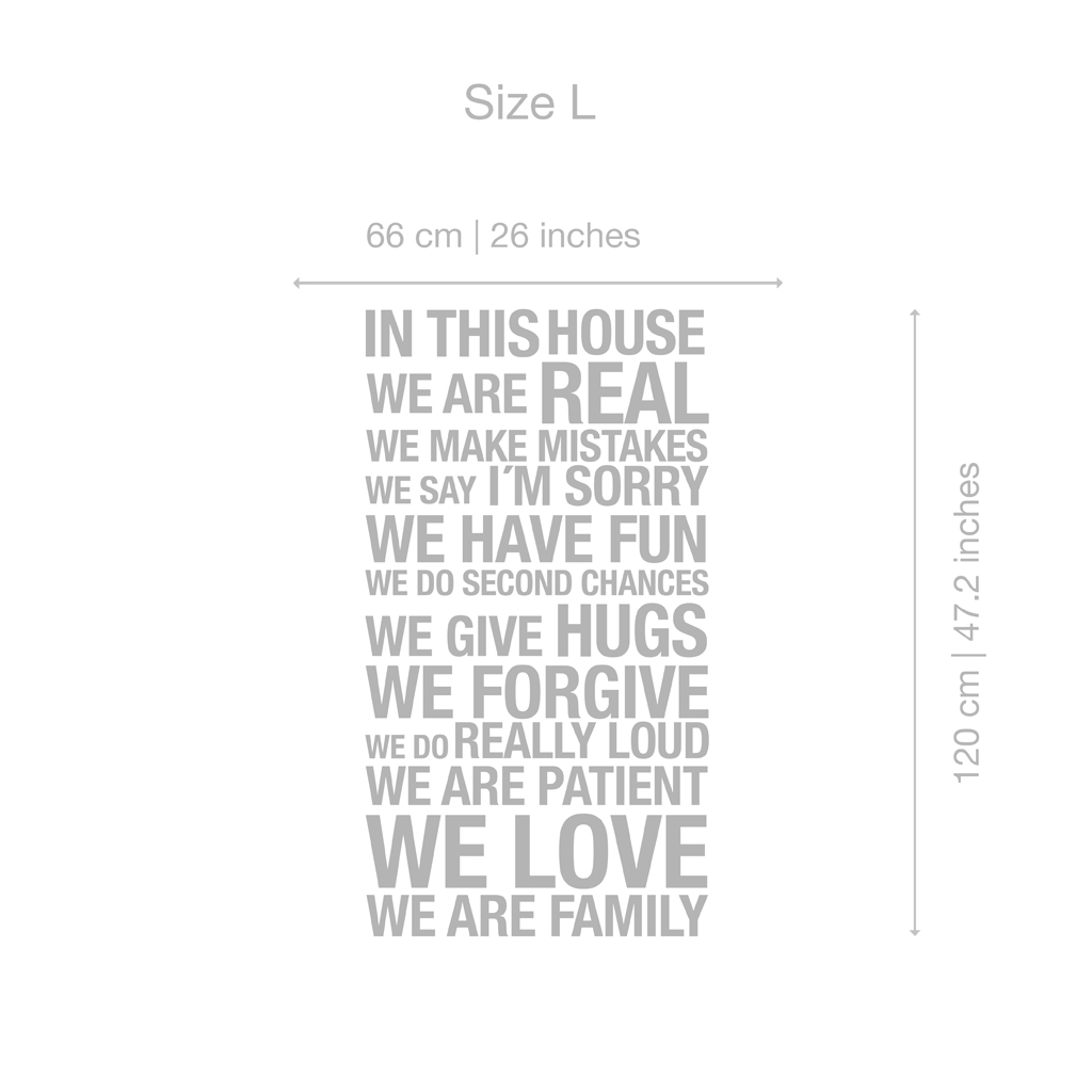 In This House We Are Real Have Fun Give Hugs Love Wall Decal Art Sticker Picture