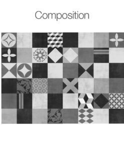 Geometric Graphite Tiles Stickers - Composition