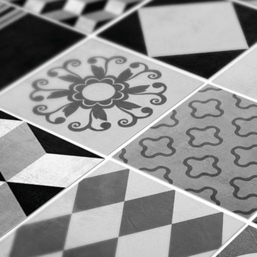 Geometric Graphite Tiles Stickers - Detail