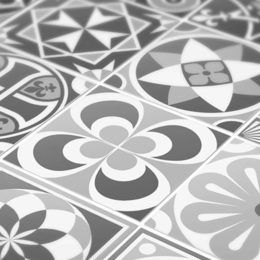 Grey Scale Floor Tile Decals - Detail