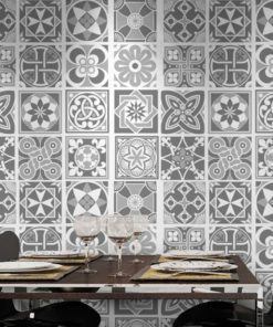 Grey Scale Floor Tile Decals - Wall
