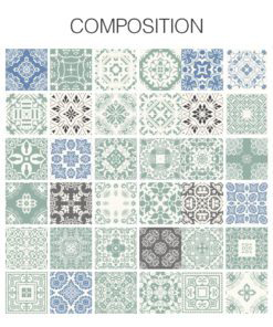 Pastel Blue Tiles Stickers - Composition