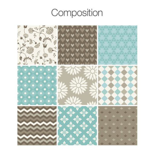 Brown Blue Patchwork Stickers - Composition