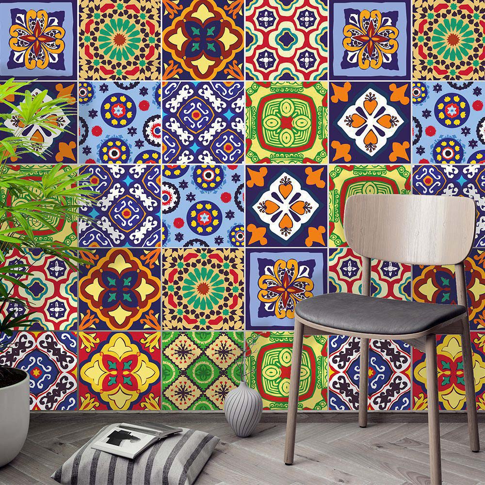 100 Hand Painted Talavera Mexican Tiles 5.1cm x 5.1cm Spanish Mediterranean decor - 2