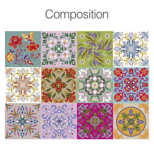 Tibetan Traditional Tiles Decals - Composition
