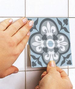 Vintage Blue Gray Floor Tile Decals - Apply