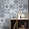 Vintage Blue Gray Floor Tile Decals - Wall