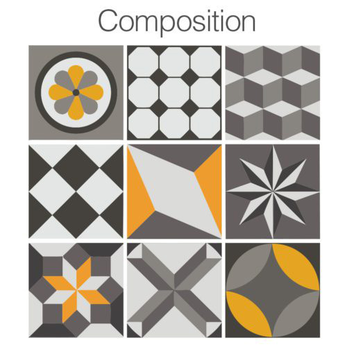 Vintage Geometric Tile Decals - Composition