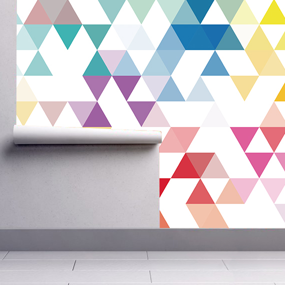 Triangles abstract art geometric wall canvas - TenStickers