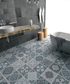 Vintage Blue Gray Floor Tile Decals - Floor