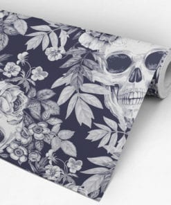 Hibiscus and Skull Wallpaper Roll