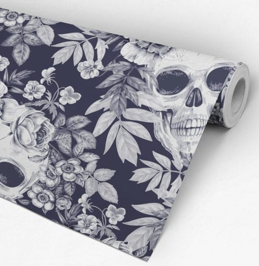 Hibiscus and Skull Wallpaper Roll