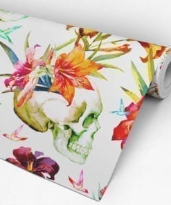 Watercolor Floral Skulls Wallpaper Roll