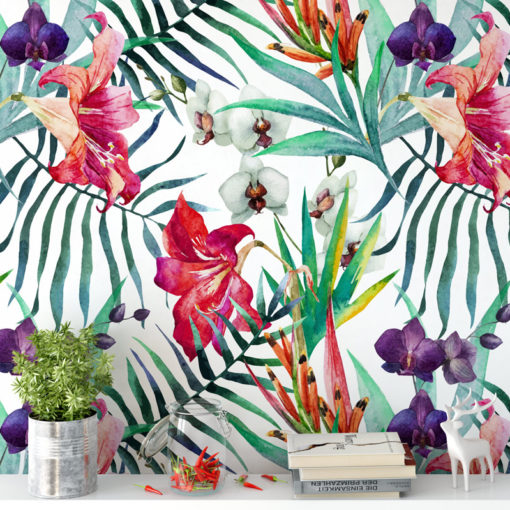 Watercolor Orchids Wallpaper - Moonwallstickers.com