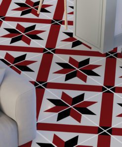 French Red and Black Traditional Tile Decals - Floor