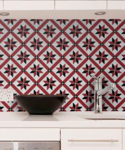 French Red and Black Traditional Tile Decals - Wall