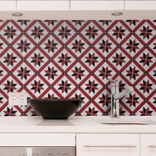 French Red and Black Traditional Tile Decals - Wall
