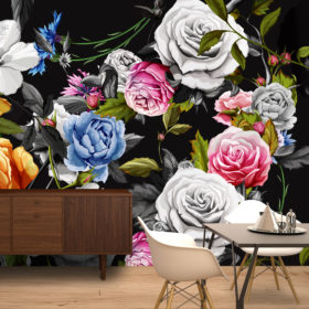 Big Black Floral Wall Mural | Moonwallstickers.com