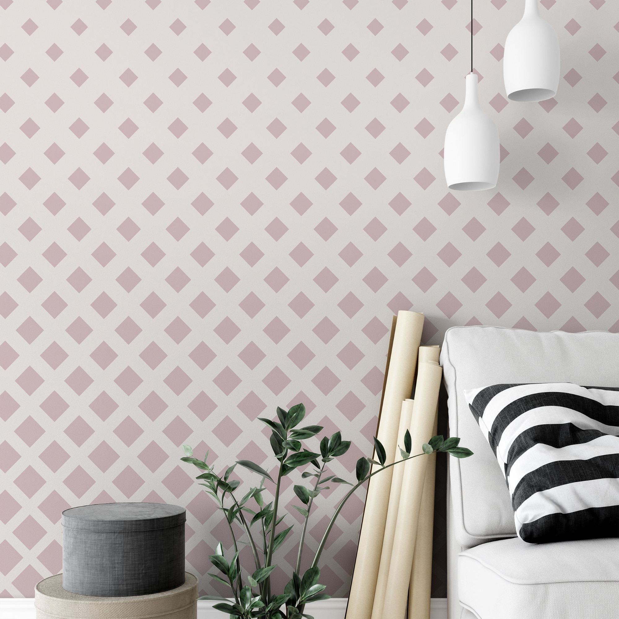 Pastel Pink Diagonal Small Pattern Wallpaper 