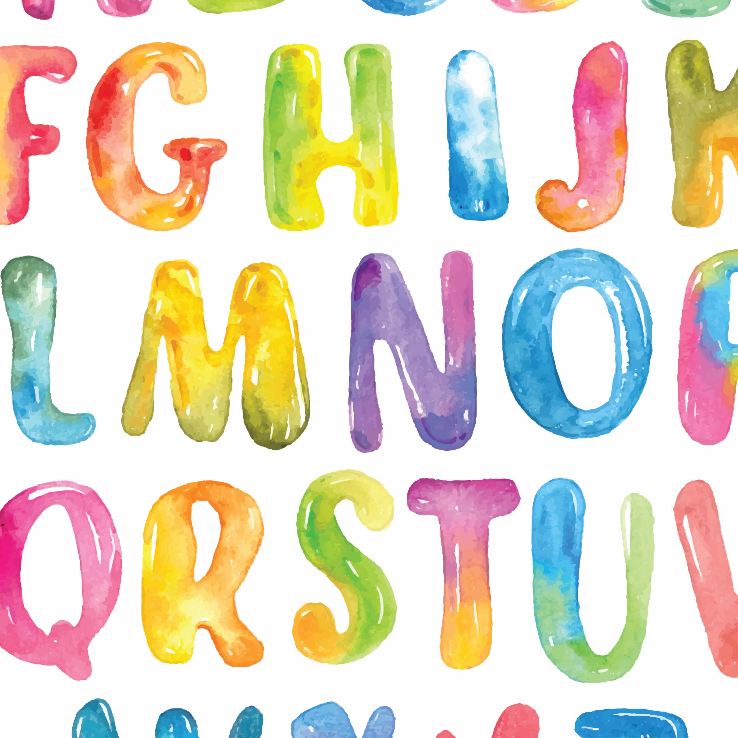 Rainbow Alphabet wall decals, ABC Script letters wall decal, Nursery  alphabet