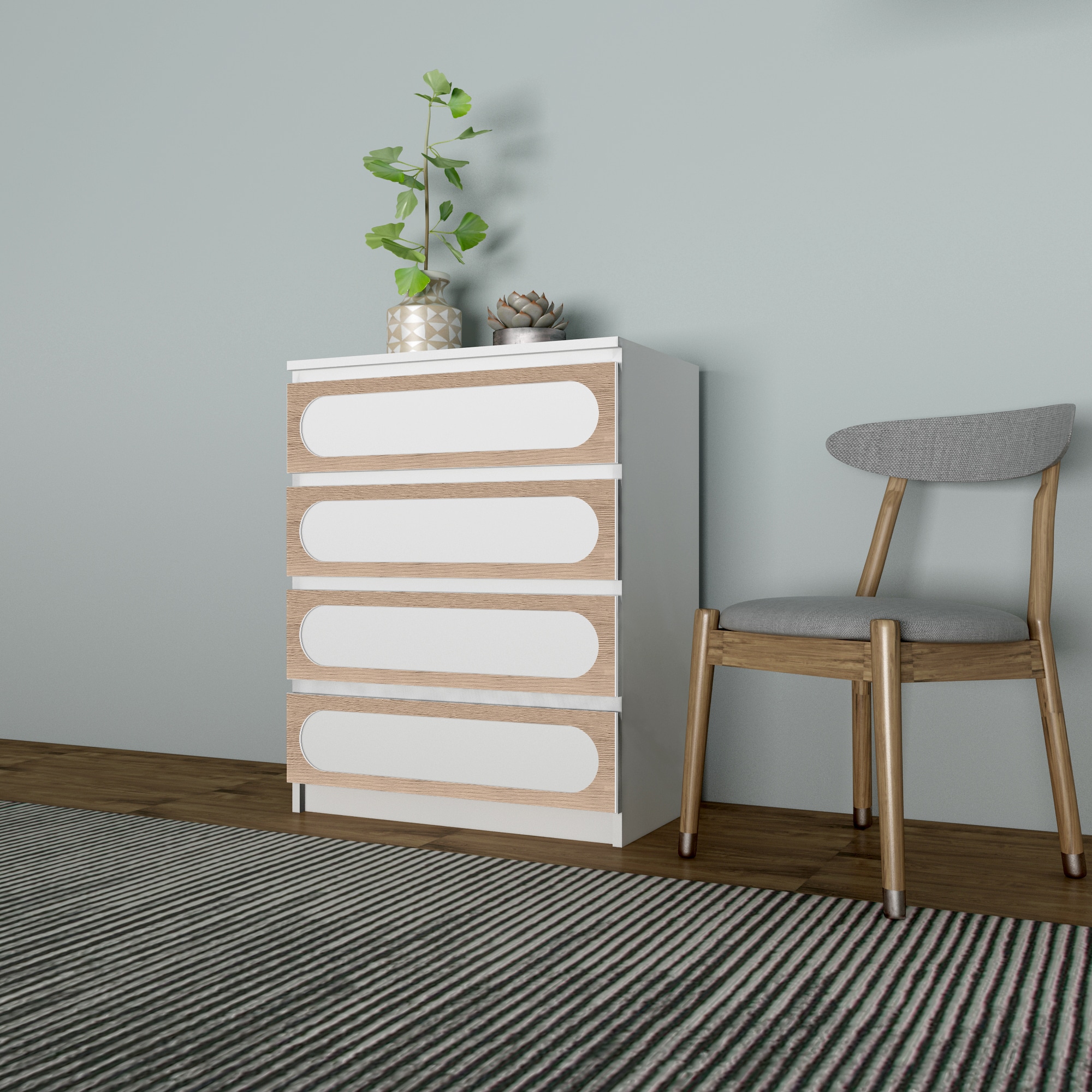 Wooden dresser overlays with rattan pattern for IKEA® malm furniture
